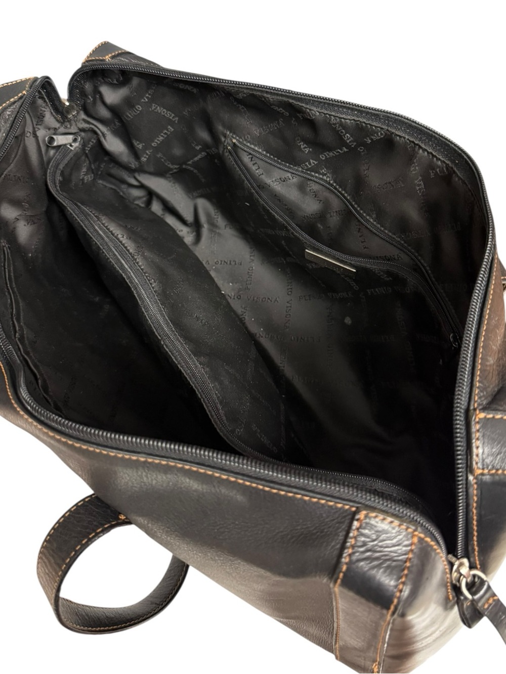 Plinio Visona Black Leather Baguette Shoulder Bag Made in Italy Minimalist - Picture 7 of 17